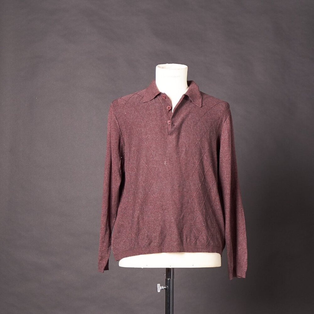 Y2K Perry Ellis Polo Sweater Redish Brown Pull Over